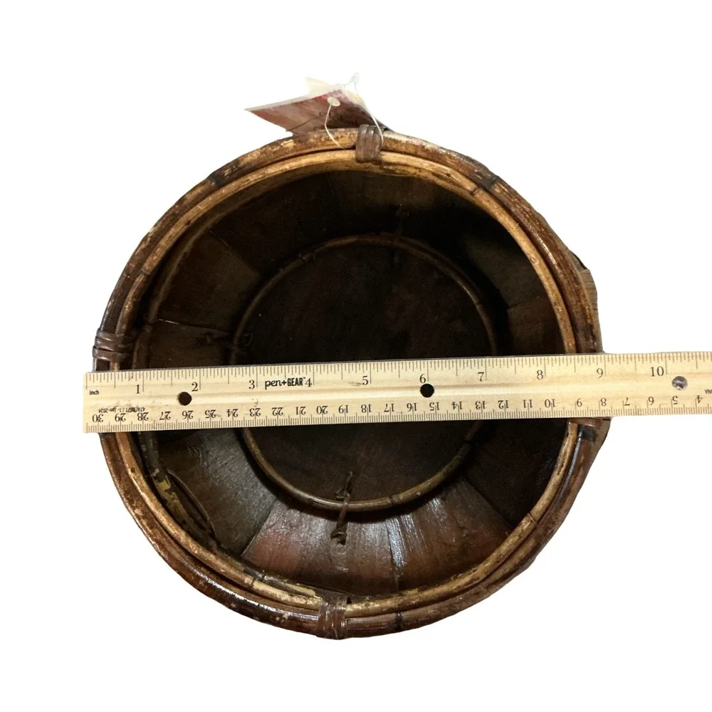 Global Influences 1997 Medium Tacong Bowl Woven Wood Basket 8.5
